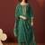 Green embroidered chinnon straight kurta set with dupatta