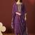 Purple embroidered chinnon straight kurta set with dupatta