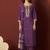 Purple embroidered chinnon straight kurta set with dupatta
