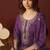 Purple embroidered chinnon straight kurta set with dupatta