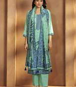 Blue ice jacquard art silk straight kurta set with dupatta