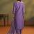 Purple embroidery cotton blend straight kurta set with printed dupatta