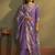 Purple embroidery cotton blend straight kurta set with printed dupatta