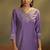 Purple embroidery cotton blend straight kurta set with printed dupatta