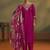 Pink embroidery cotton blend straight kurta set with printed dupatta