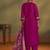 Pink embroidery cotton blend straight kurta set with printed dupatta