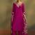Pink embroidery cotton blend straight kurta set with printed dupatta
