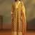 Yellow printed cotton blend anarkali & palazzo kurta set with printed dupatta