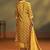 Yellow printed cotton blend anarkali & palazzo kurta set with printed dupatta