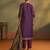 Purple jacquard art silk straight kurta set with dupatta for women