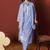 Sky blue schiffly with lace work pure cotton straight kurta set with dupatta for women