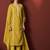 Mustard schiffly with lace work pure cotton straight kurta set with dupatta for women