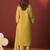 Mustard schiffly with lace work pure cotton straight kurta set with dupatta for women