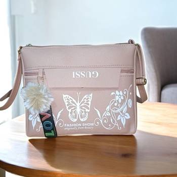Women Pink Butterfly Printed Mini Sling Bag Stylish Side Purse 1