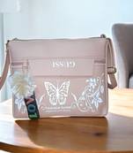 Women Pink Butterfly Printed Mini Sling Bag Stylish Side Purse