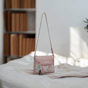 Women Pink Butterfly Printed Mini Sling Bag Stylish Side Purse 2