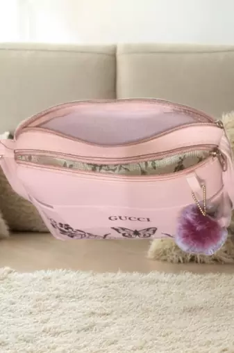 Women Pink Butterfly Printed Mini Sling Bag Stylish Side Purse