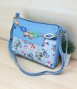 Women Blue Floral Printed Mini Sling Bag Stylish Side Purse