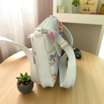 Women Cream Floral Mini Sling Bag Stylish Chain Bow Side Purse 4