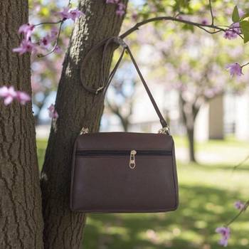 Women Brown Floral Mini Sling Bag Stylish Chain Bow Shoulder Purse 2
