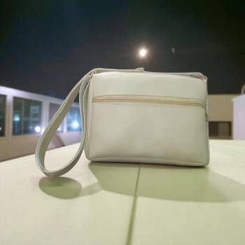 Women Cream Floral Mini Sling Bag Stylish Chain Bow Shoulder Purse 2