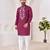 Ethnic wine roman silk kurta with front embroidery