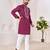 Ethnic wine roman silk kurta with front embroidery