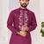 Ethnic wine roman silk kurta with front embroidery