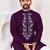 Ethnic dark purple roman silk kurta with front embroidery