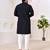 Ethnic black roman silk kurta with front embroidery