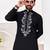 Ethnic black roman silk kurta with front embroidery