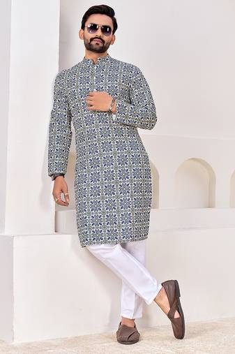 Men's stylish cotton printed kurta for festive & casual wear