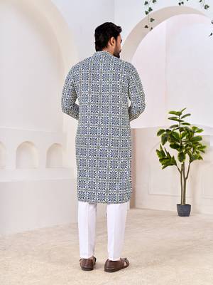 Men's stylish cotton printed kurta for festive & casual wear 2