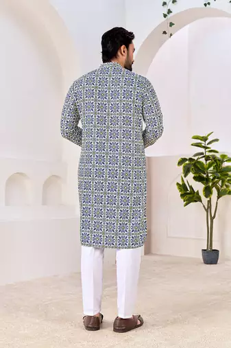 Men's stylish cotton printed kurta for festive & casual wear