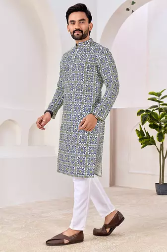 Men's stylish cotton printed kurta for festive & casual wear