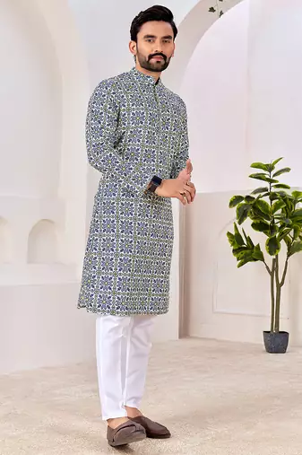 Men's stylish cotton printed kurta for festive & casual wear