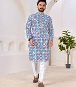 Men's stylish cotton multi color printed kurta for festive & casual wear