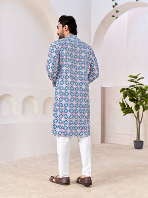 Men's stylish cotton multi color printed kurta for festive & casual wear 2