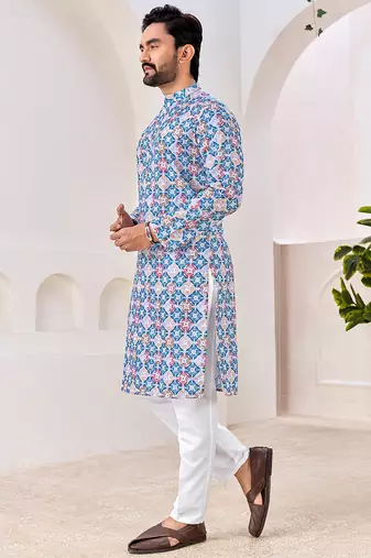 Men's stylish cotton multi color printed kurta for festive & casual wear
