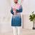 Men's stylish pink & blue cotton printed kurta