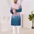 Men's stylish pink & blue cotton printed kurta