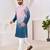 Men's stylish pink & blue cotton printed kurta