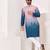 Men's stylish pink & blue cotton printed kurta
