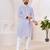 Men's stylish white geometric printed cotton kurta