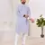 Men's stylish white geometric printed cotton kurta