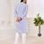 Men's stylish white geometric printed cotton kurta