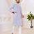 Men's stylish white geometric printed cotton kurta