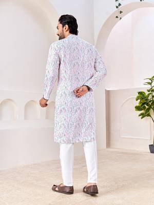 White cotton kurta with soft speckled pattern     lightweight & stylish 2