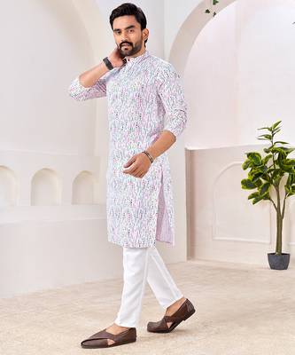 White cotton kurta with soft speckled pattern     lightweight & stylish 3