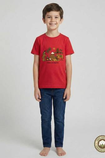 Red pongal festive printed premium cotton half sleeve tshirt